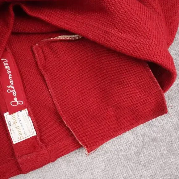 VTG 60s Spaulding Sand Knit Pins Varsity Medium Red Long Sleeve Cardigan Sweater